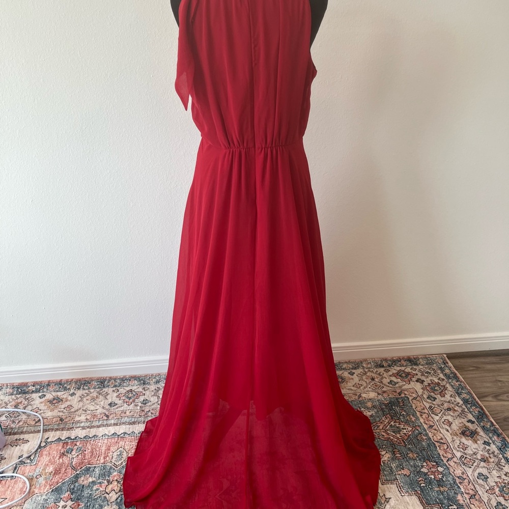 NWT-White House Black Market—-HiLo Maxi Dress-Color is Red Rose - Picture 2 of 7